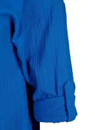 Skjorte med musselinkrage i bomull, Victoria blue, Packshot image number 3