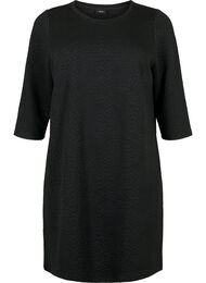Kjole med struktur og trekvartlange ermer, Black