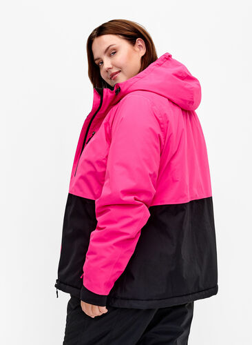 Tofarget skijakke med hette, Fuchsia Purple Comb, Model image number 1
