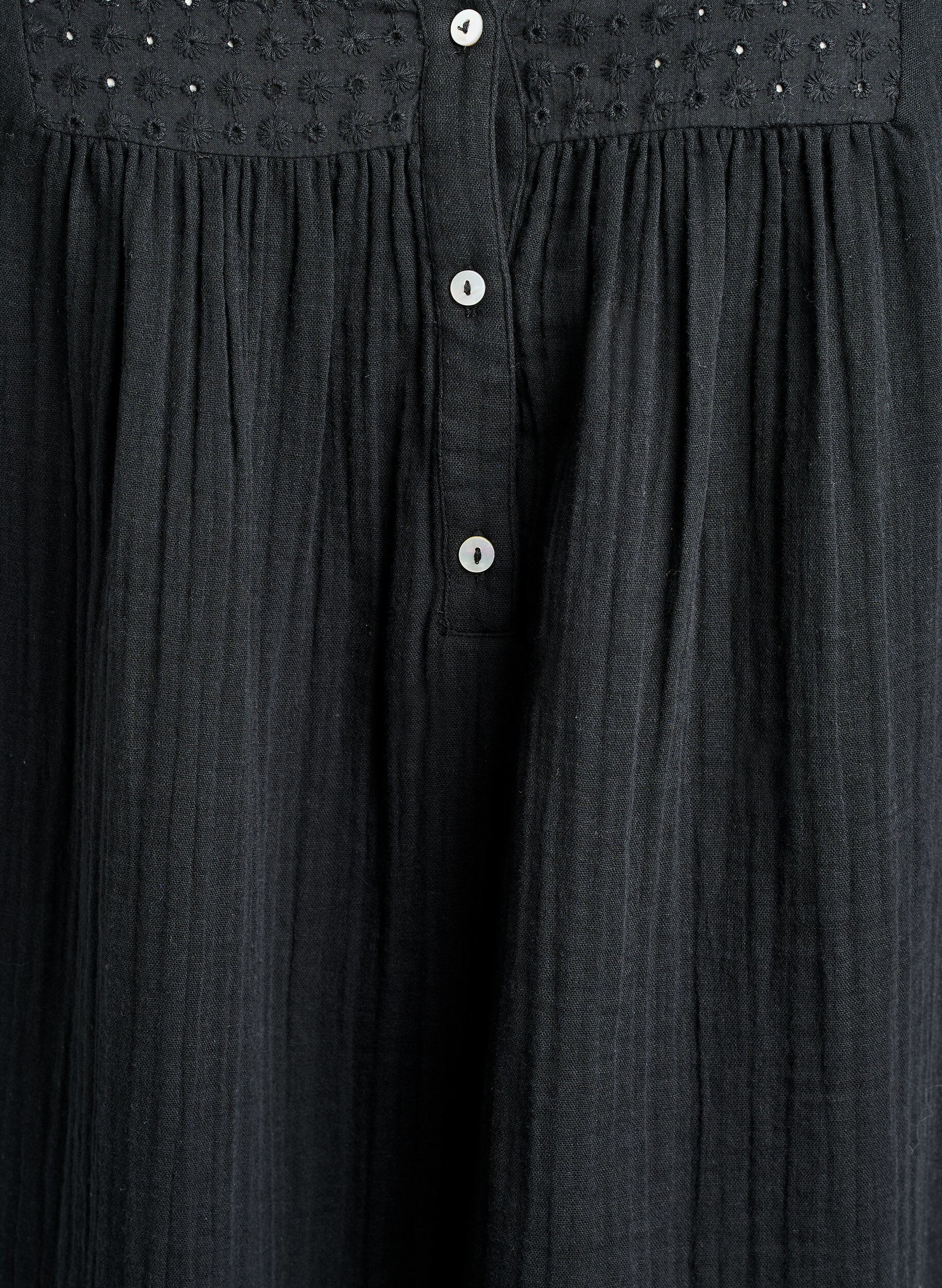 ZizziBomullsmuslin tunika med broderie anglaise, Svart, Packshot image number 2