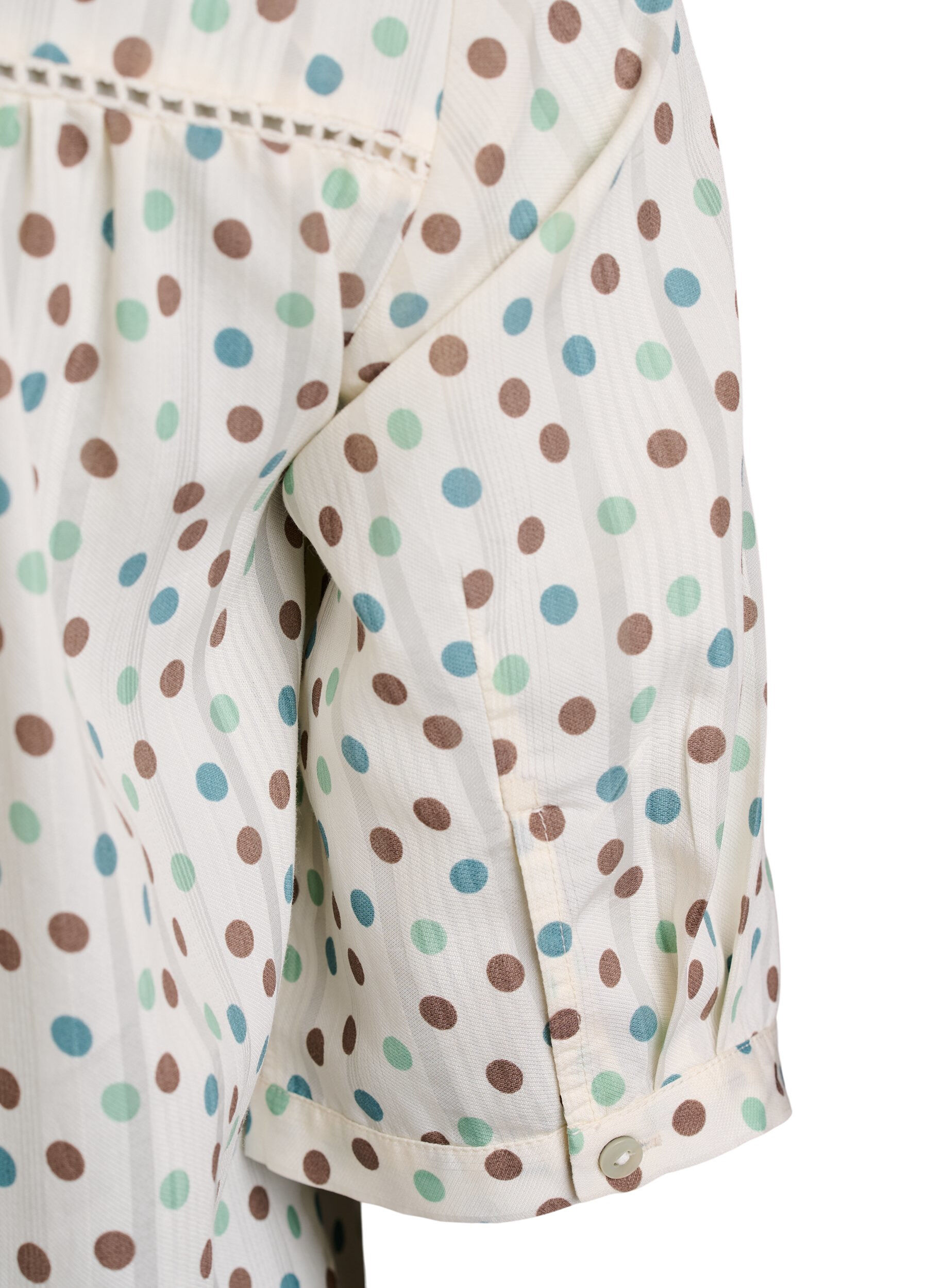 ZizziBluse med trykk og 1/2 ermer, Hvit, Packshot image number 3
