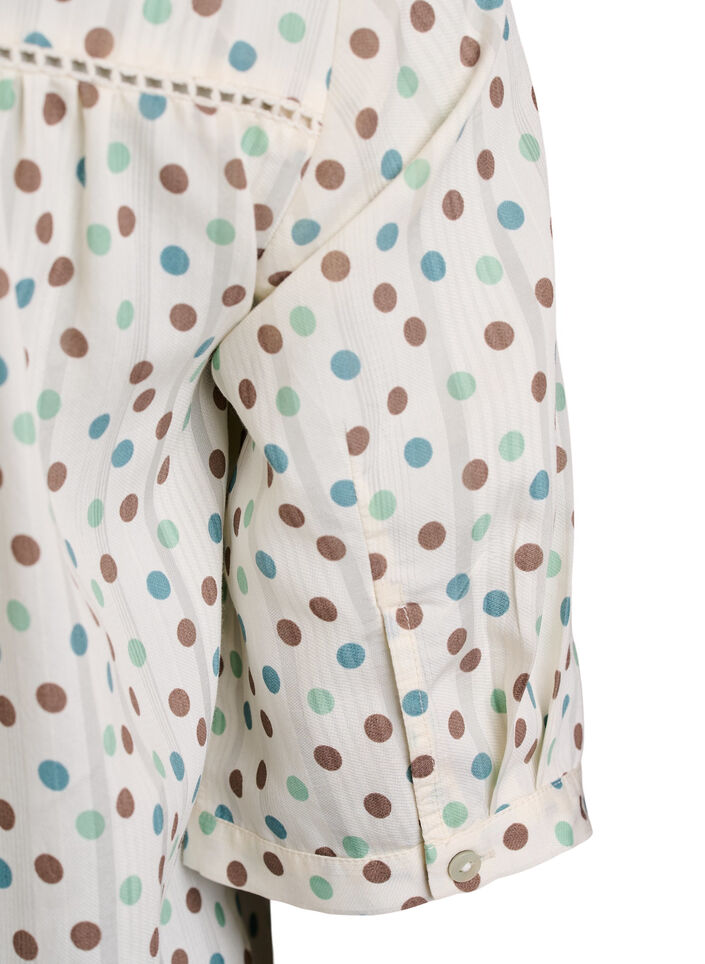 Bluse med trykk og 1/2 ermer, Hvit, Packshot image number 3