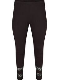 Viskoseleggings med 3/4-lengde og blonder, Black