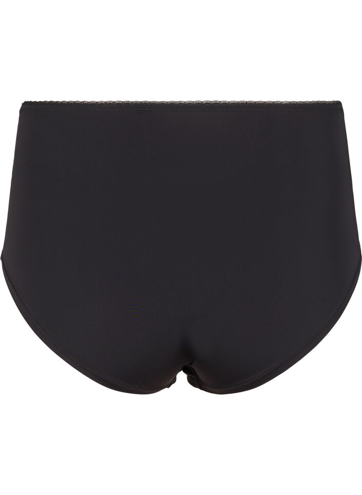 Mikrofibertruser med blondedetaljer, Black, Packshot