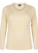 Tettsittende strikket bluse med glittertråd, Beige, Packshot image number 0