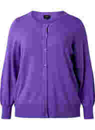 Ribbet cardigan med knappelukking, Purple Opulence