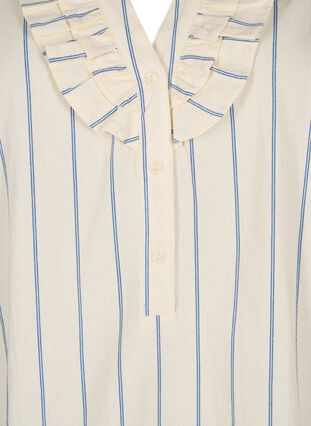 Zizzi Bomullsbluse med striper og trekvartlange ermer, Eggnog Stripe, Packshot image number 2