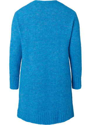 Lang strikket cardigan i ull med lommer, French Blue, Packshot image number 1