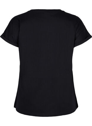 T-skjorte i bomull med broderi anglaise, Black, Packshot image number 1