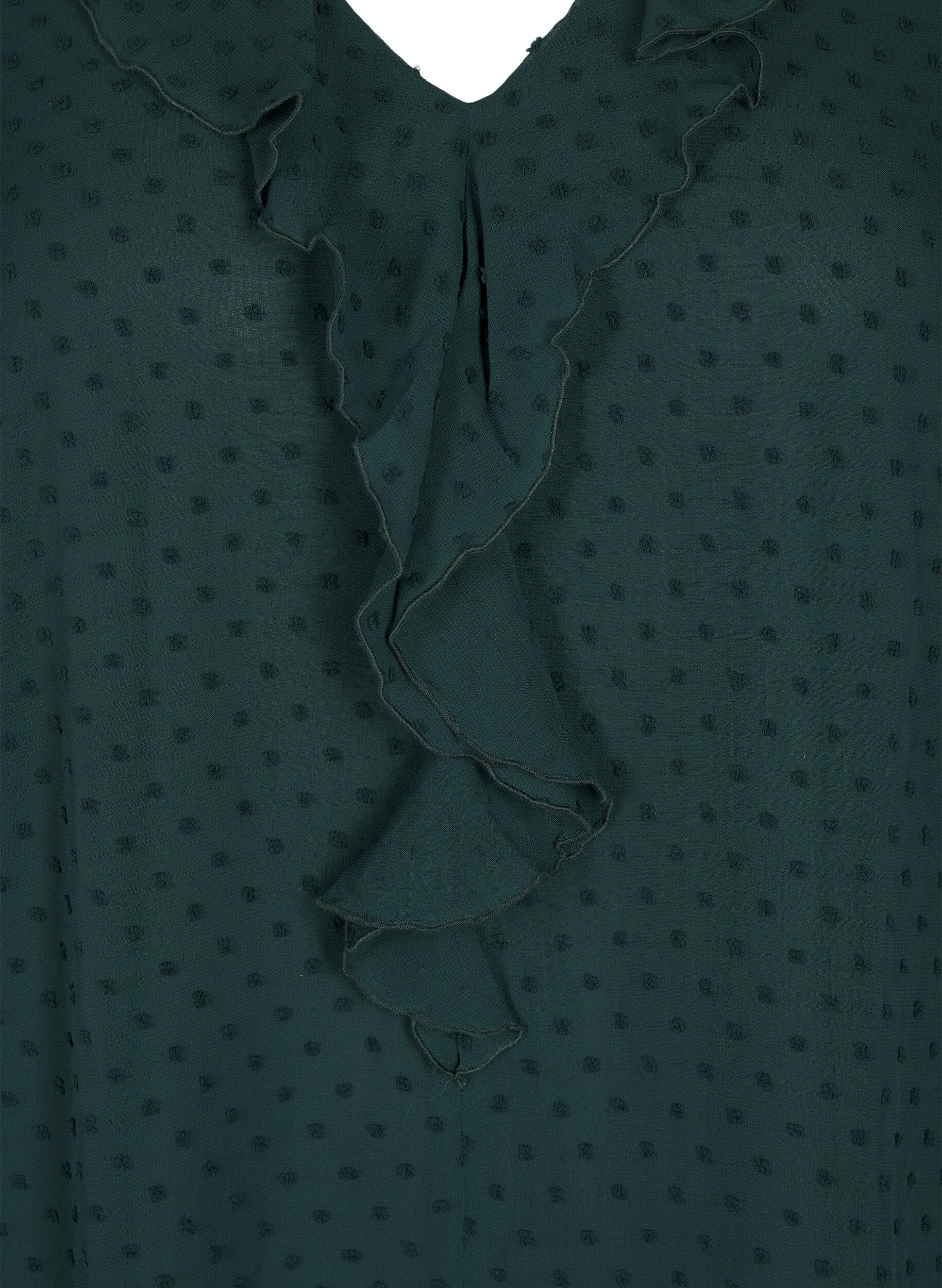 Zizzi Tunika med volanger og prikkede tekstur, Scarab, Packshot image number 2