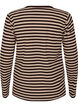 Stripete bluse med lange ermer, Brun, Packshot image number 1