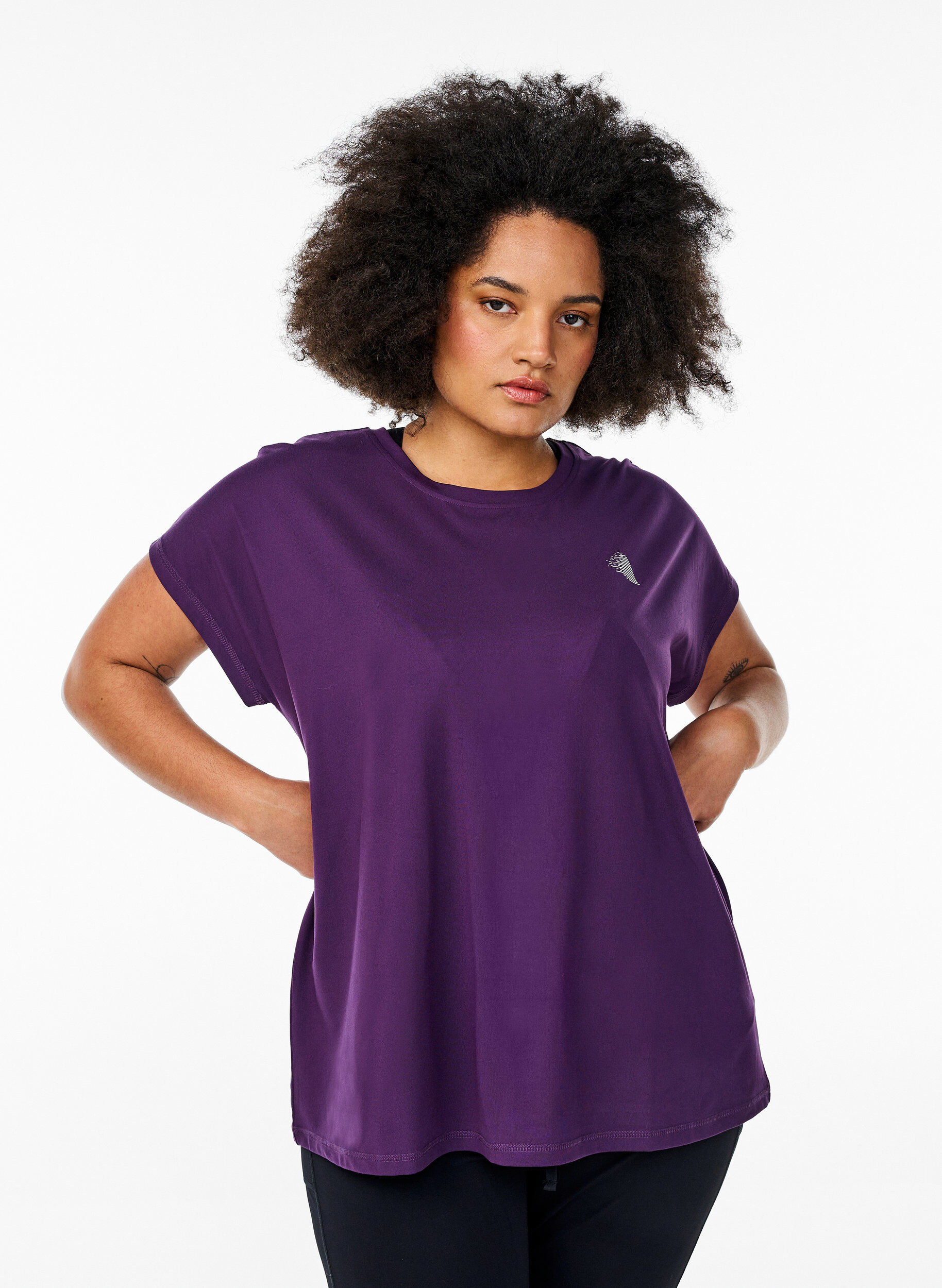 ZizziEnsfarget trenings-T-skjorte, Lilla, Model image number 0