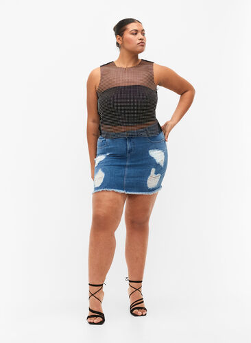 Ermeløs topp med stener, Black, Model image number 3