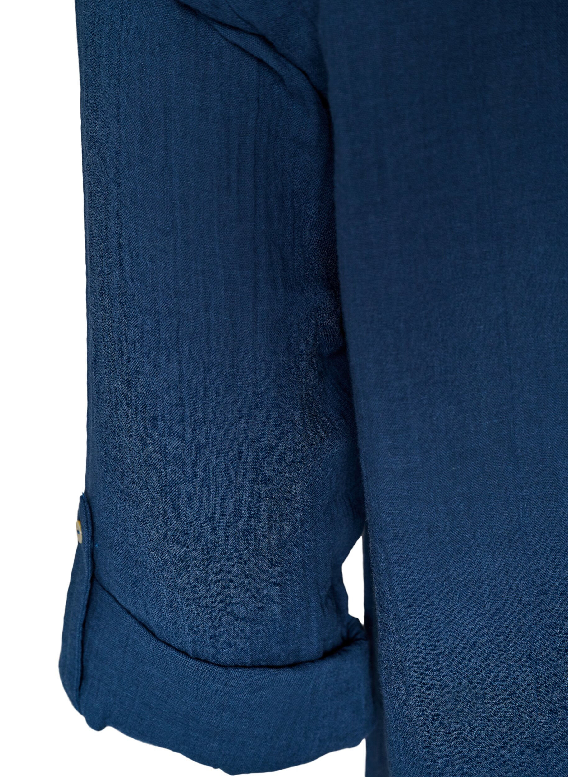 ZizziBomullsmuslin tunika med broderie anglaise, Bl&aring;, Packshot image number 3