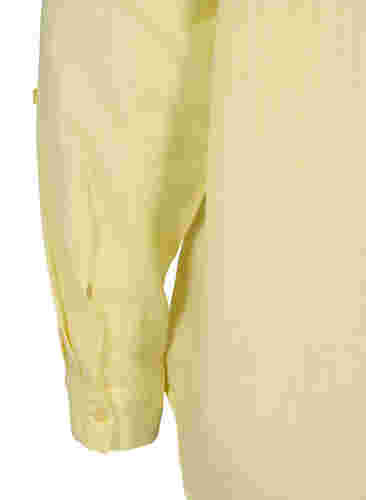 Bomullsbluse med V-hals, Yellow, Packshot image number 3