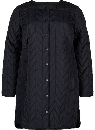 Quiltet jakke med knapper, Black, Packshot image number 0