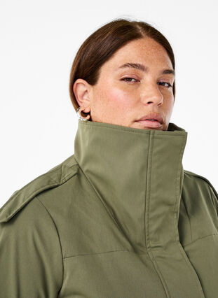 Zizzi Vannavstøtende parkas jakke, Grønn, Image image number 0