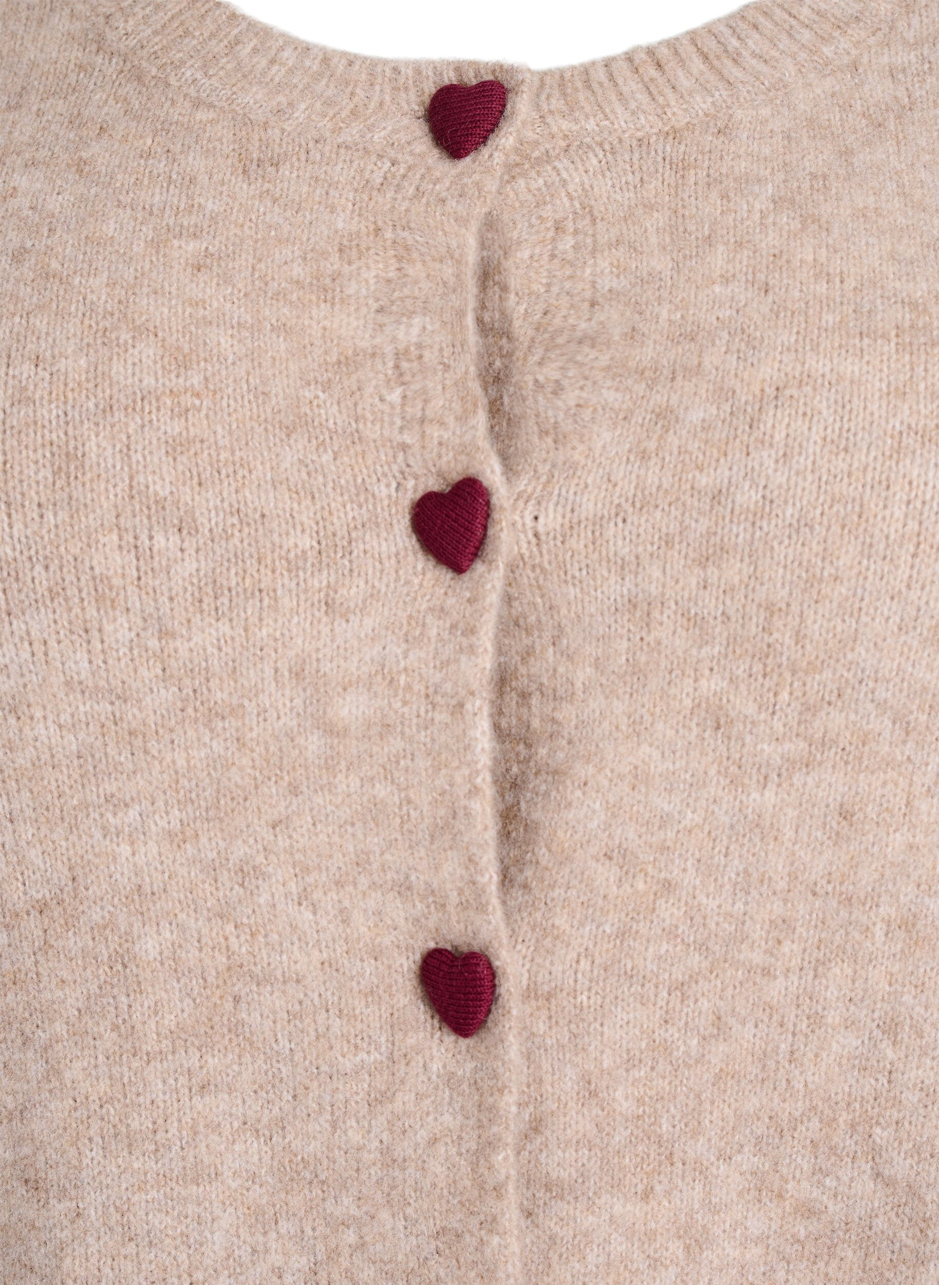 Zizzi Cardigan med hjerteformede knapper, Beige, Packshot image number 2