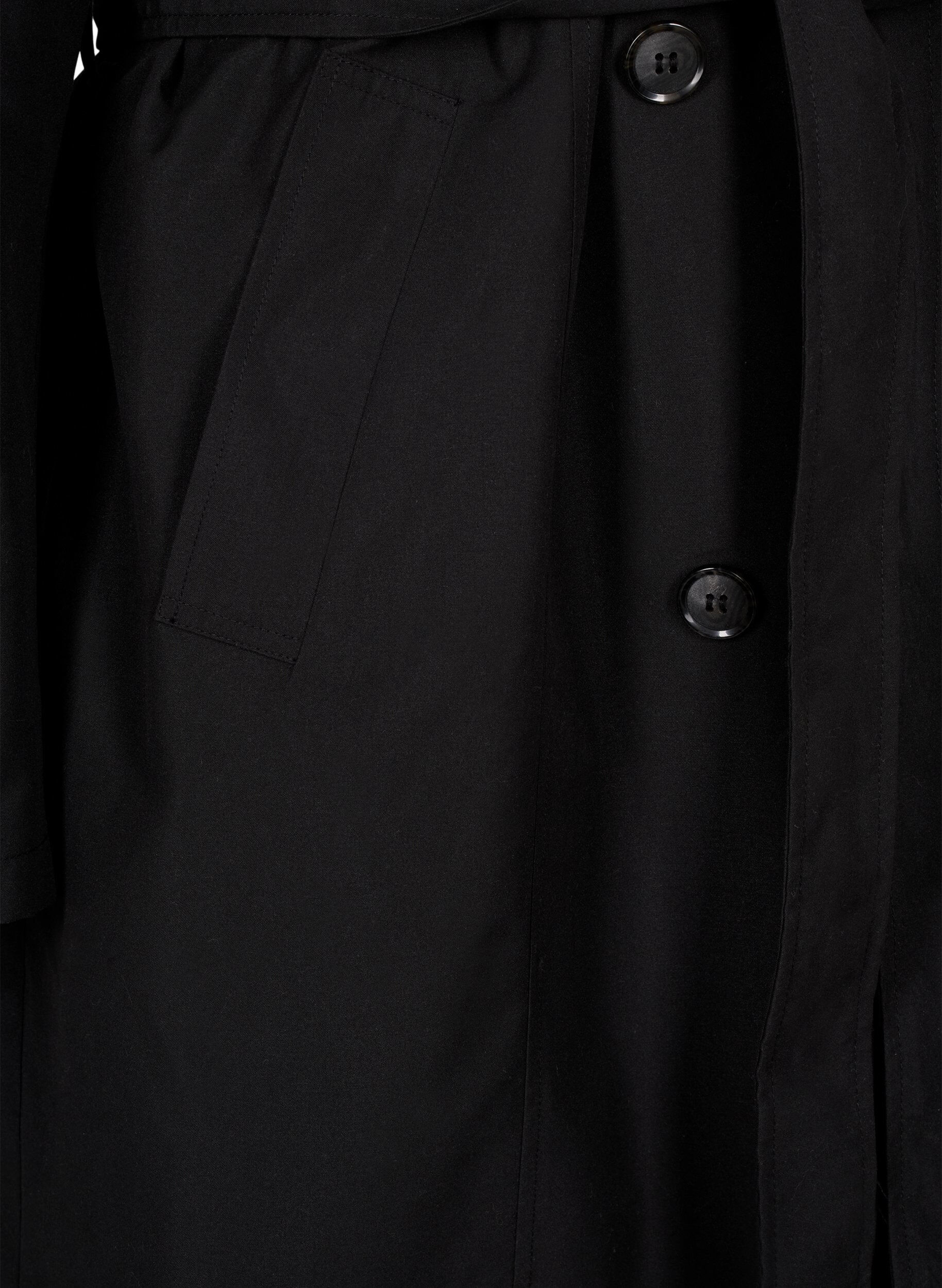 Zizzi Trenchcoat med belte og slisse, Black, Packshot image number 3
