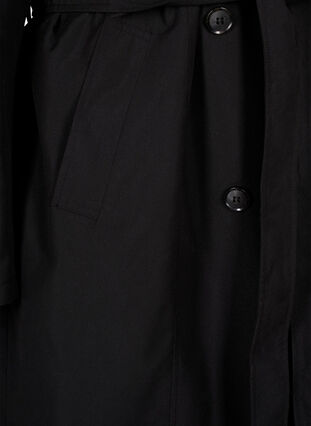 Trenchcoat med belte og slisse, Black, Packshot image number 3