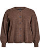 Ribbestrikket cardigan med knapper, Brun, Packshot image number 0