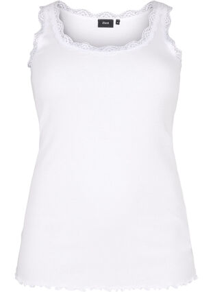 Zizzi Topp med blondedetaljer, Hvit, Packshot image number 0
