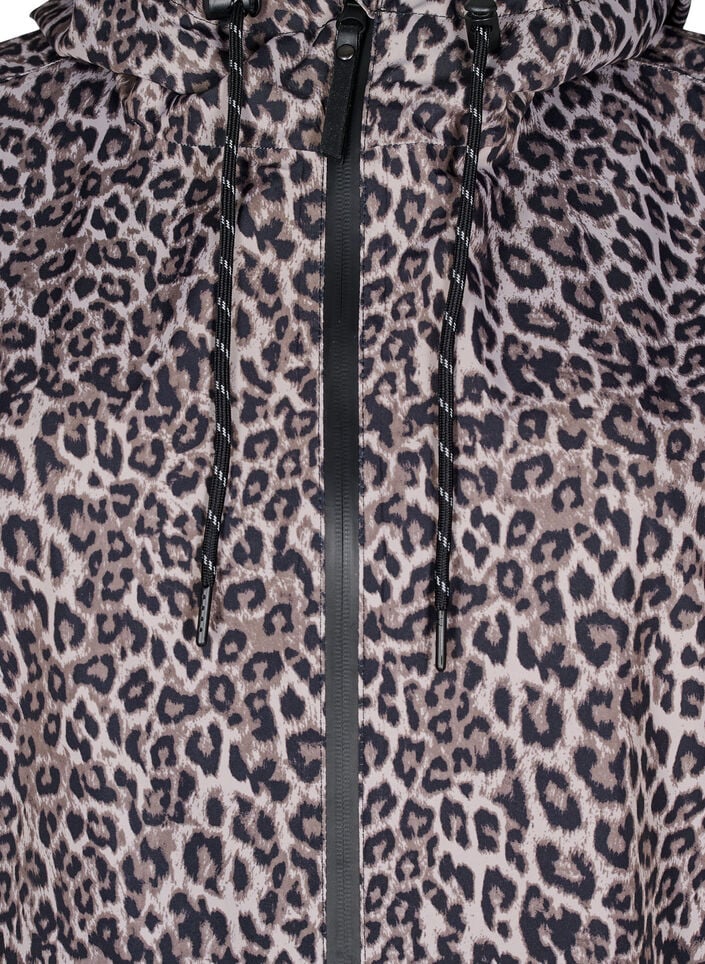 Regnjakke med lommer og hette, Brun, Packshot image number 2