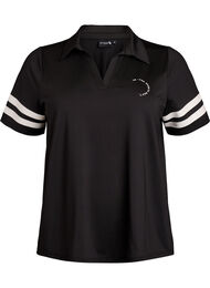 Sporty poloskjorte med stripete detaljer, Black