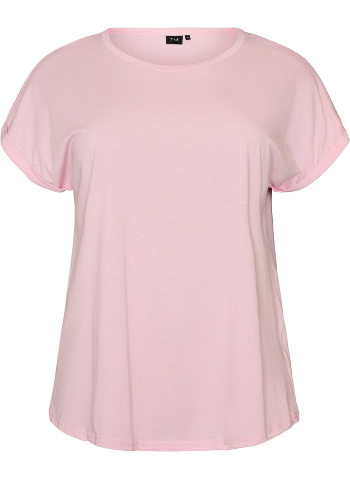 Kortermet T-skjorte i bomullsblanding, Rosa, Packshot image number 0