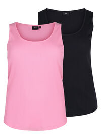 Basis tanktopp i en ribbet struktur, 2 stk.