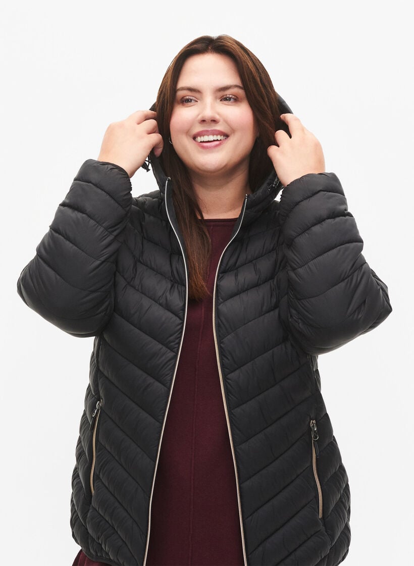 Lettvektsjakke med hette, Svart, Model image number 3