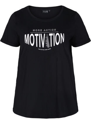 T-skjorte til trening med trykk, Black More Action, Packshot image number 0