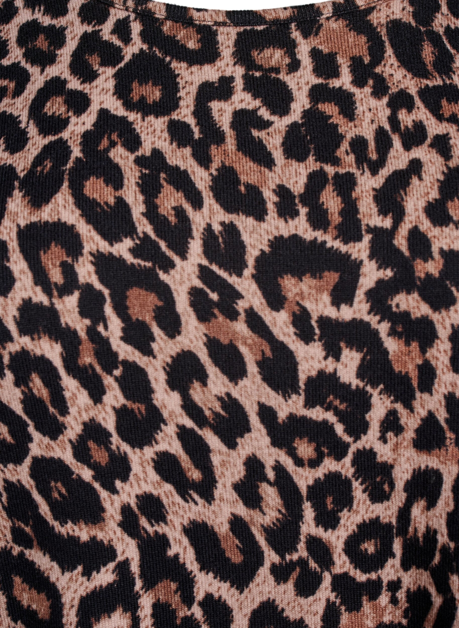 Zizzi Leopardm&oslash;nstret bluse med lange ermer, Brun, Packshot image number 2