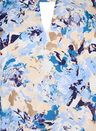 Short sleeve Viscose Bluse med utskrift, Blue Graphic AOP, Packshot image number 2