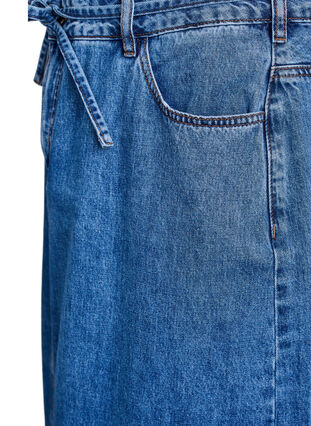 Zizzi Denim maxiskjørt med knytebelte, Blue Denim, Packshot image number 3