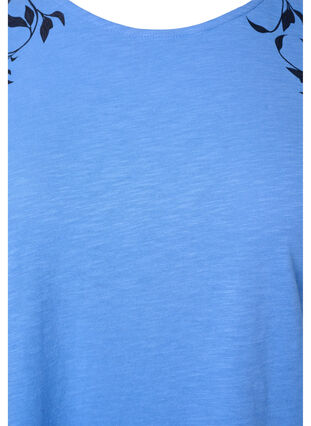 T-skjorte i bomull med mønsterdetalj, Ultramarine C Leaf, Packshot image number 2
