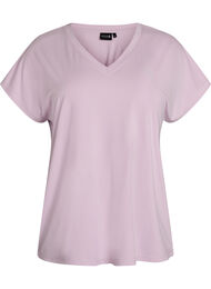 L&oslash;stsittende trenings-t-skjorte med v-hals, Lilla