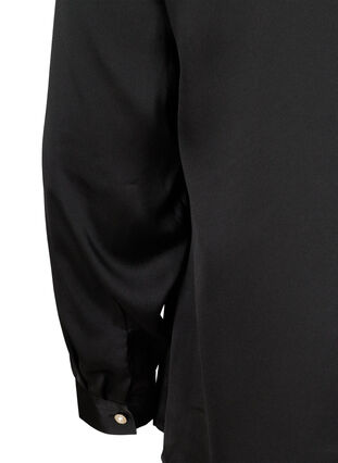 Langermet bluse med feminine knapper, Black, Packshot image number 3