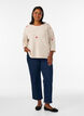Strikket bluse med hjerter og 3/4-ermer, Beige, Model image number 1
