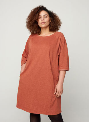 Kjole med 3/4-ermer og lommer, Arabian Spice Mel, Model image number 0
