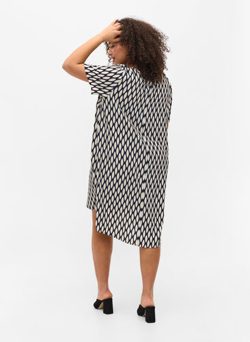 Mønstrete kjole med korte ermer, Oval AOP, Model image number 1
