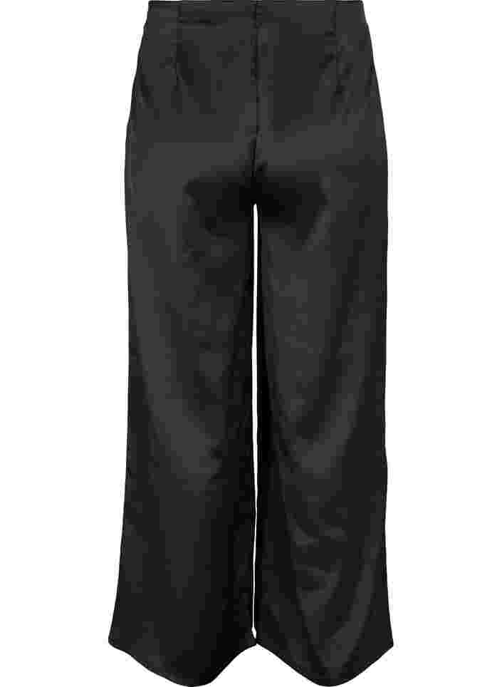 Bukser i satin med vidde, Black, Packshot image number 1