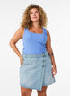 Denimskorts med omslagseffekt og h&oslash;y midje, Bl&aring;, Model image number 0