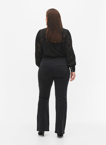 Ellen bootcut jeans med høyt liv, Grey Denim, Model image number 1