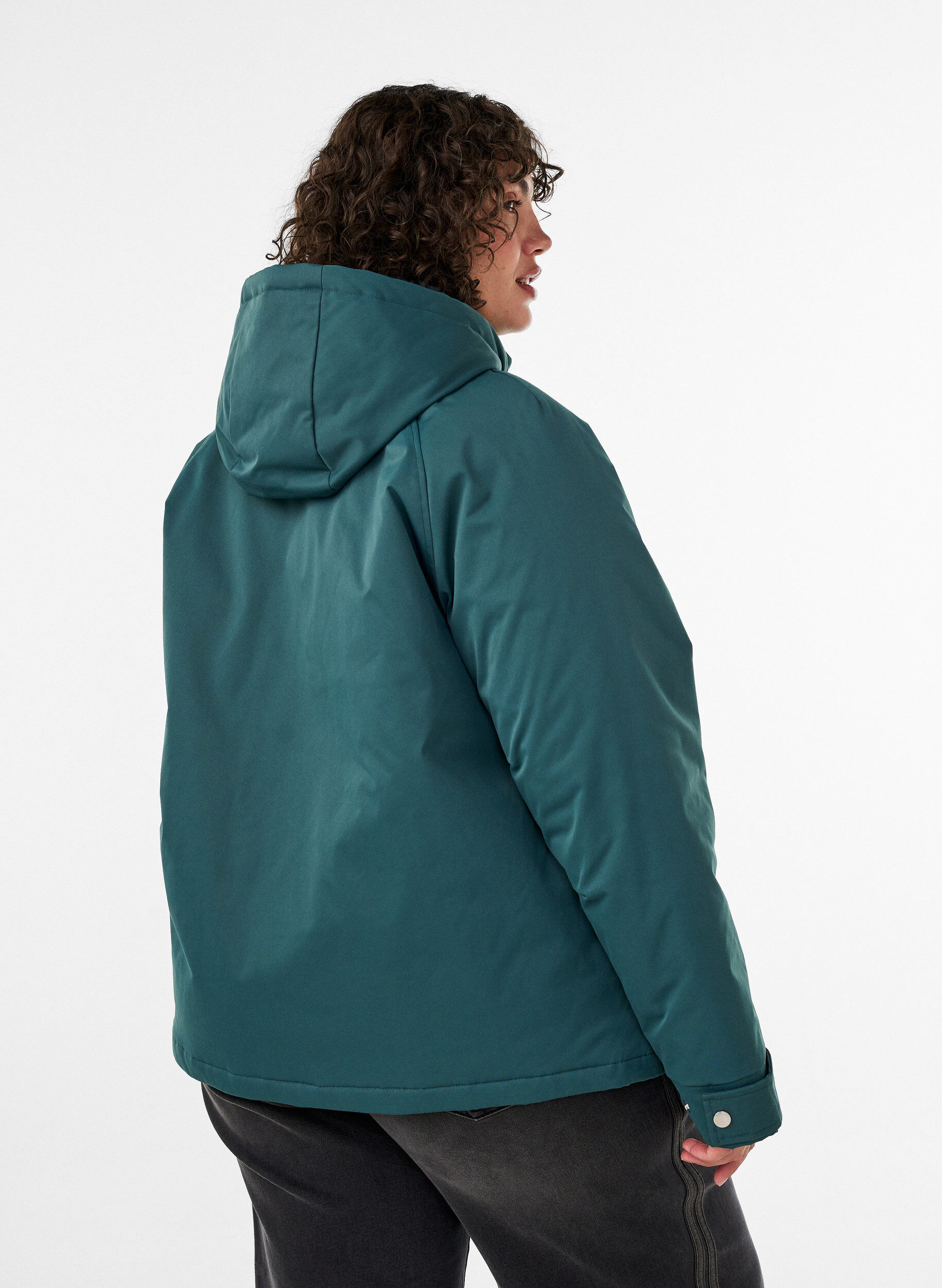 ZizziPolstret parkas med avtakbar hette, Gr&oslash;nn, Model image number 2