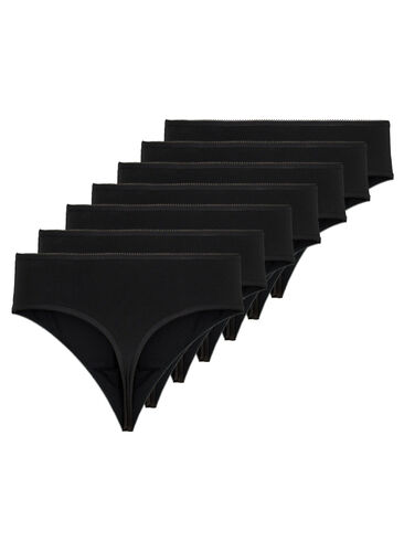 7 stk. stringtruser av bomull, Black, Packshot image number 1