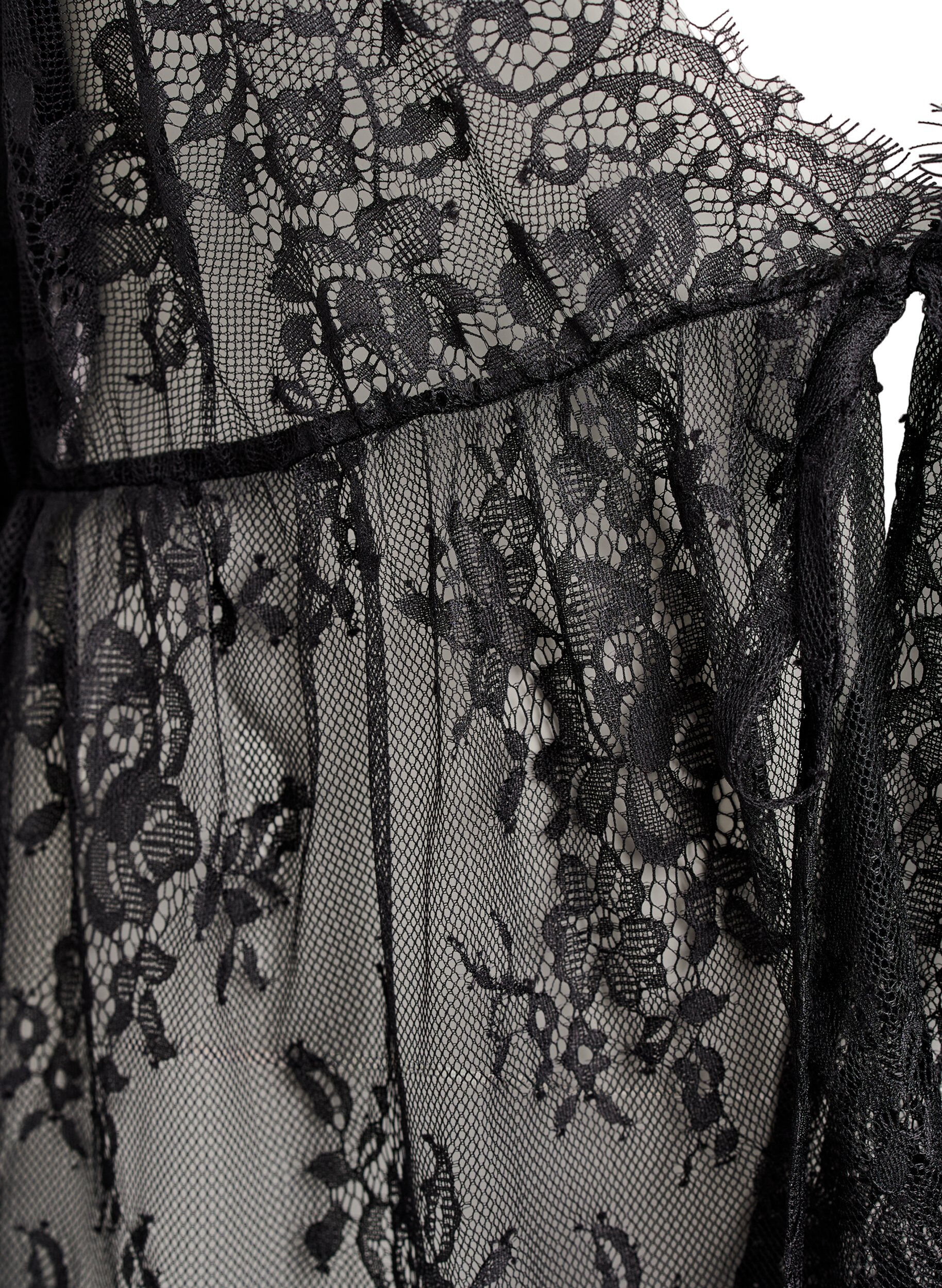 Zizzi Blondetopp med knytedetalj og 3/4 ermer, Svart, Packshot image number 2