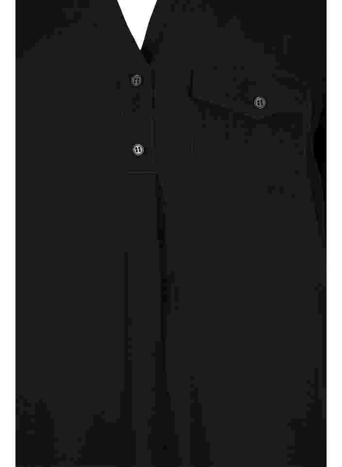 Kortermet tunika i viskose, Black, Packshot image number 2