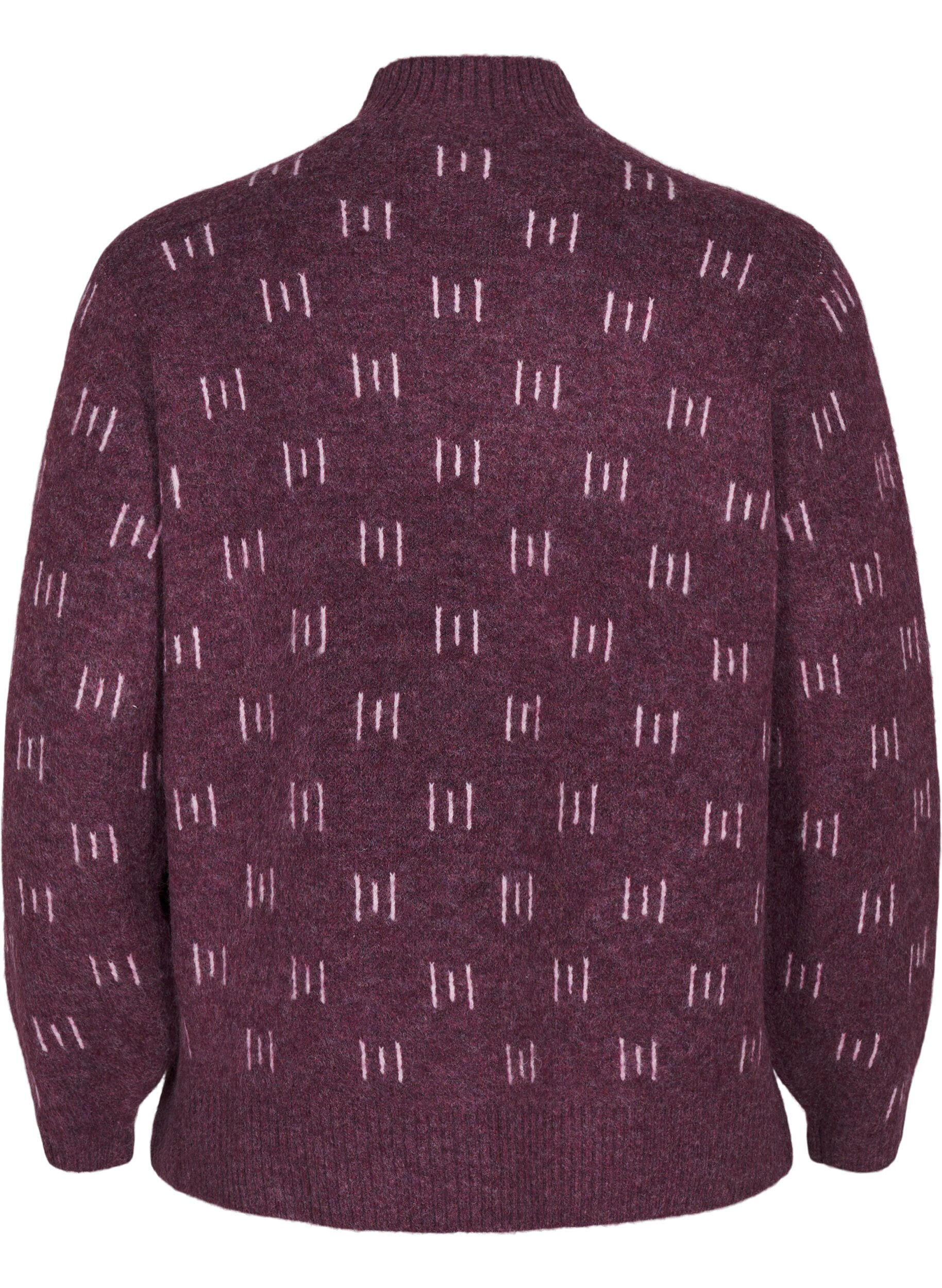 Zizzi Strikket bluse med m&oslash;nster og h&oslash;y hals, Potent P. Mel. Comb, Packshot image number 1