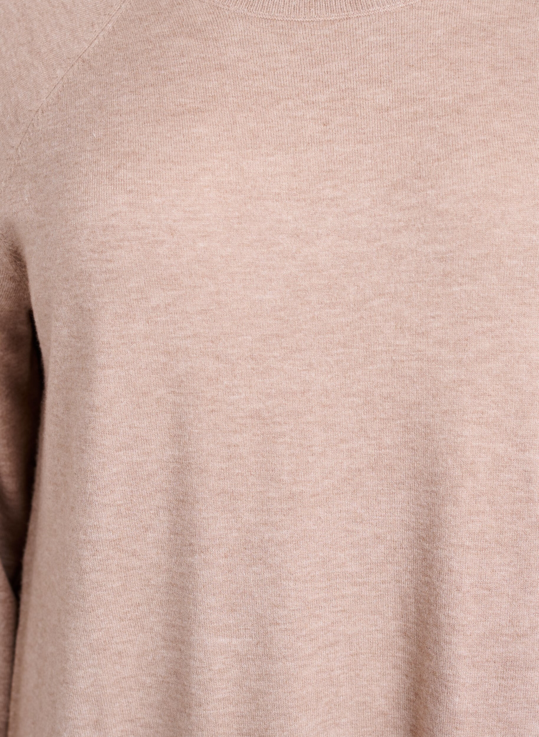 Zizzi Kort strikkekjole med raglanermer, Beige, Packshot image number 2